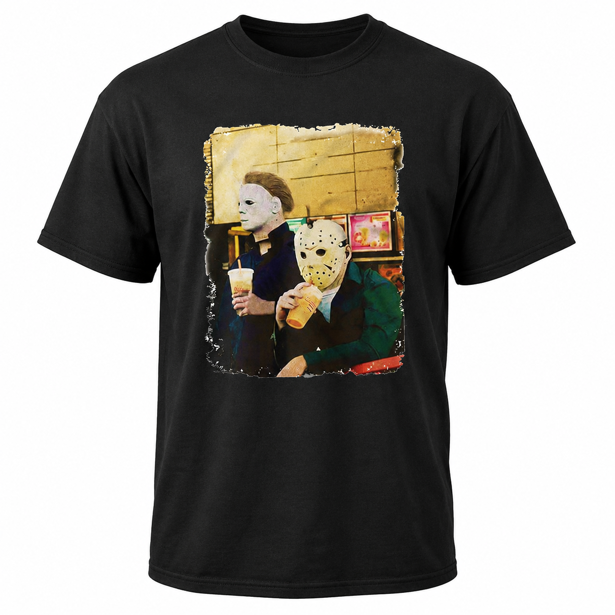 Halloween Horror Coffee Funny T-Shirt Slasher Movie Inspired Tee for Men