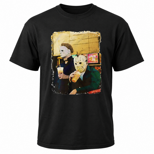 Halloween Horror Coffee Funny T-Shirt Slasher Movie Inspired Tee for Men