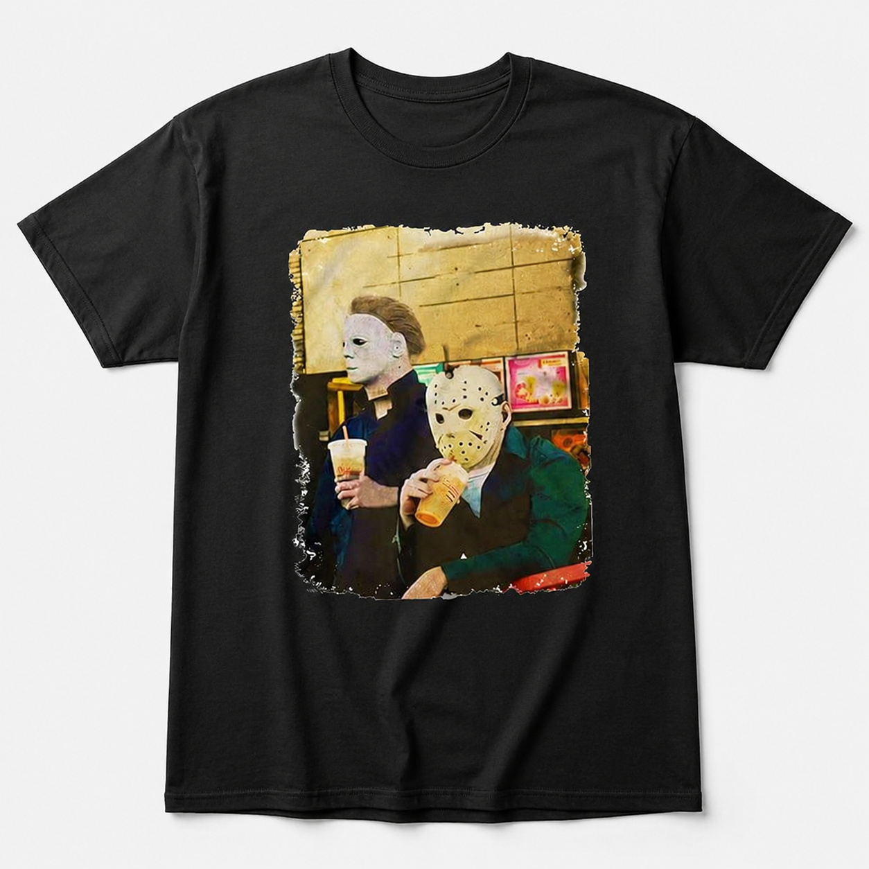 Halloween Horror Coffee Funny T-Shirt Slasher Movie Inspired Tee for Men