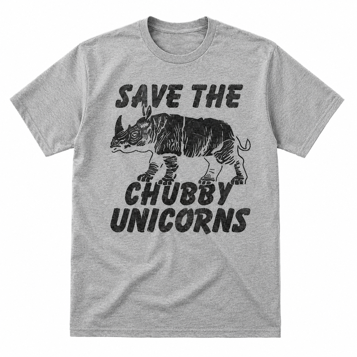 Save the Chubby Unicorns Funny T-Shirt Rhino Graphic Novelty Tee for Men