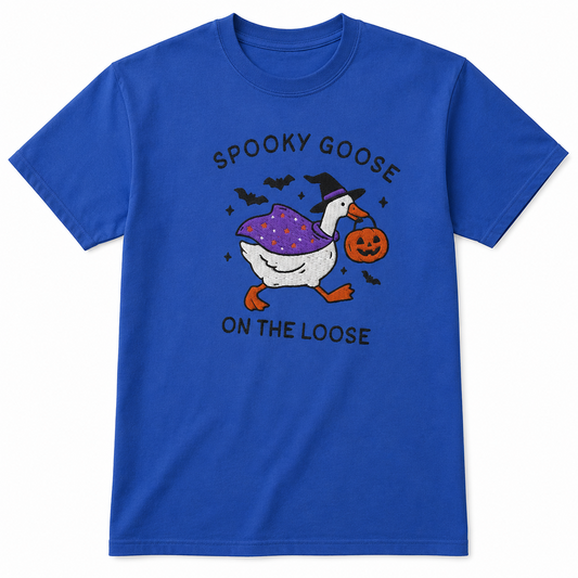 Spooky Goose On The Loose Halloween DTG Print T Shirt Witch Funny Gift
