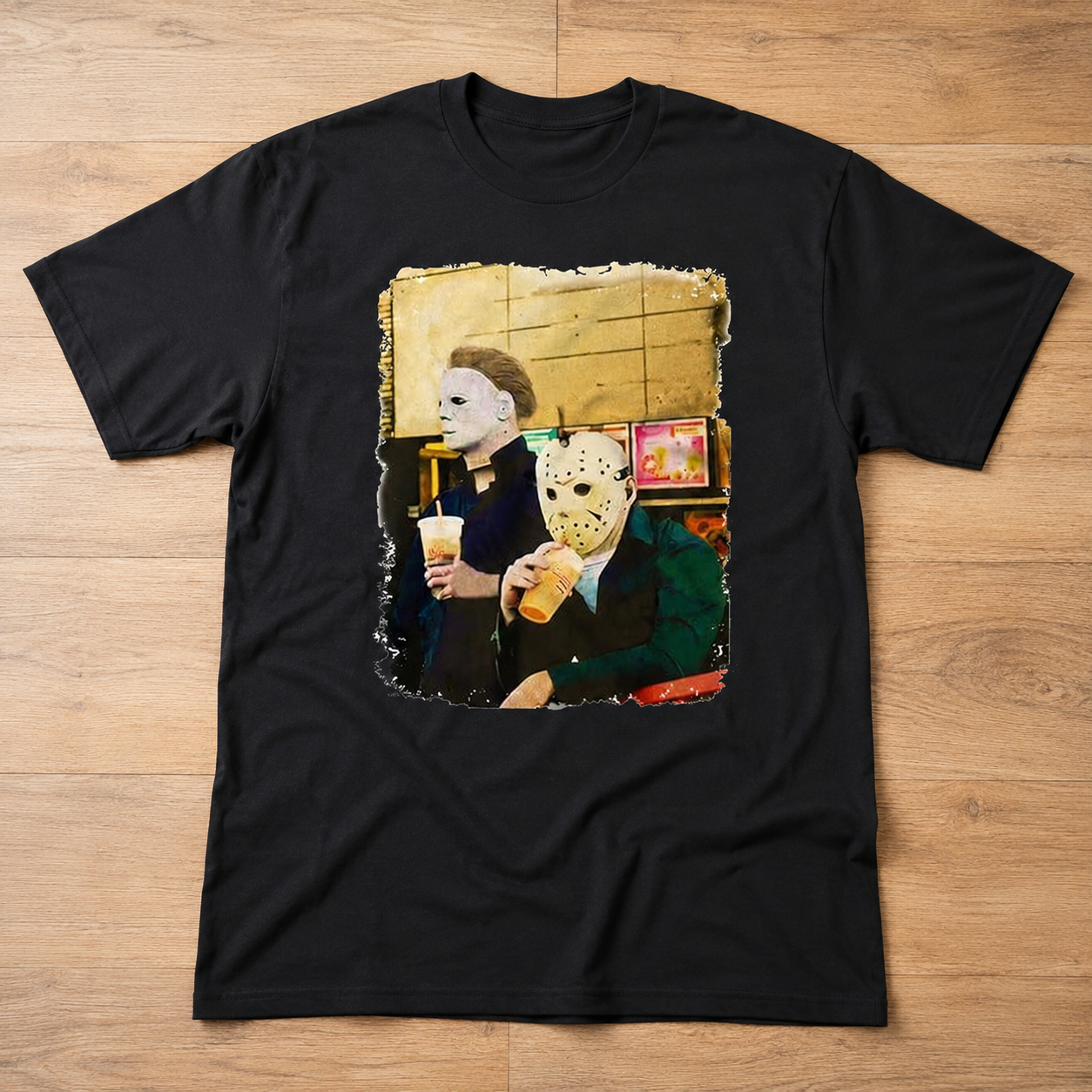 Halloween Horror Coffee Funny T-Shirt Slasher Movie Inspired Tee for Men