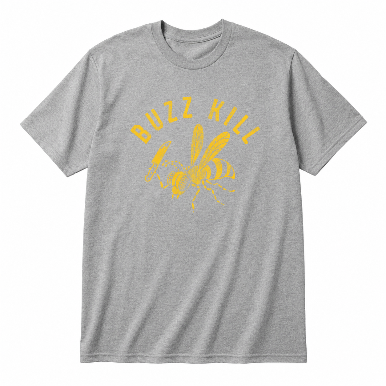 Mens Buzzkill Funny T-Shirt Sarcastic Killer Bee Knife Graphic Joke Tee for Guys