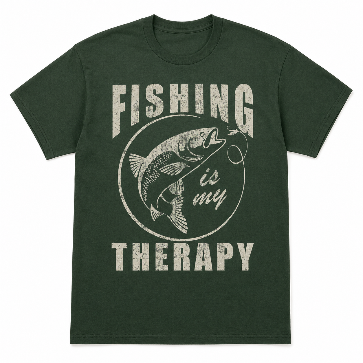 Fishing Is My Therapy Funny T-Shirt Sarcastic Fish Graphic Novelty Tee for Men