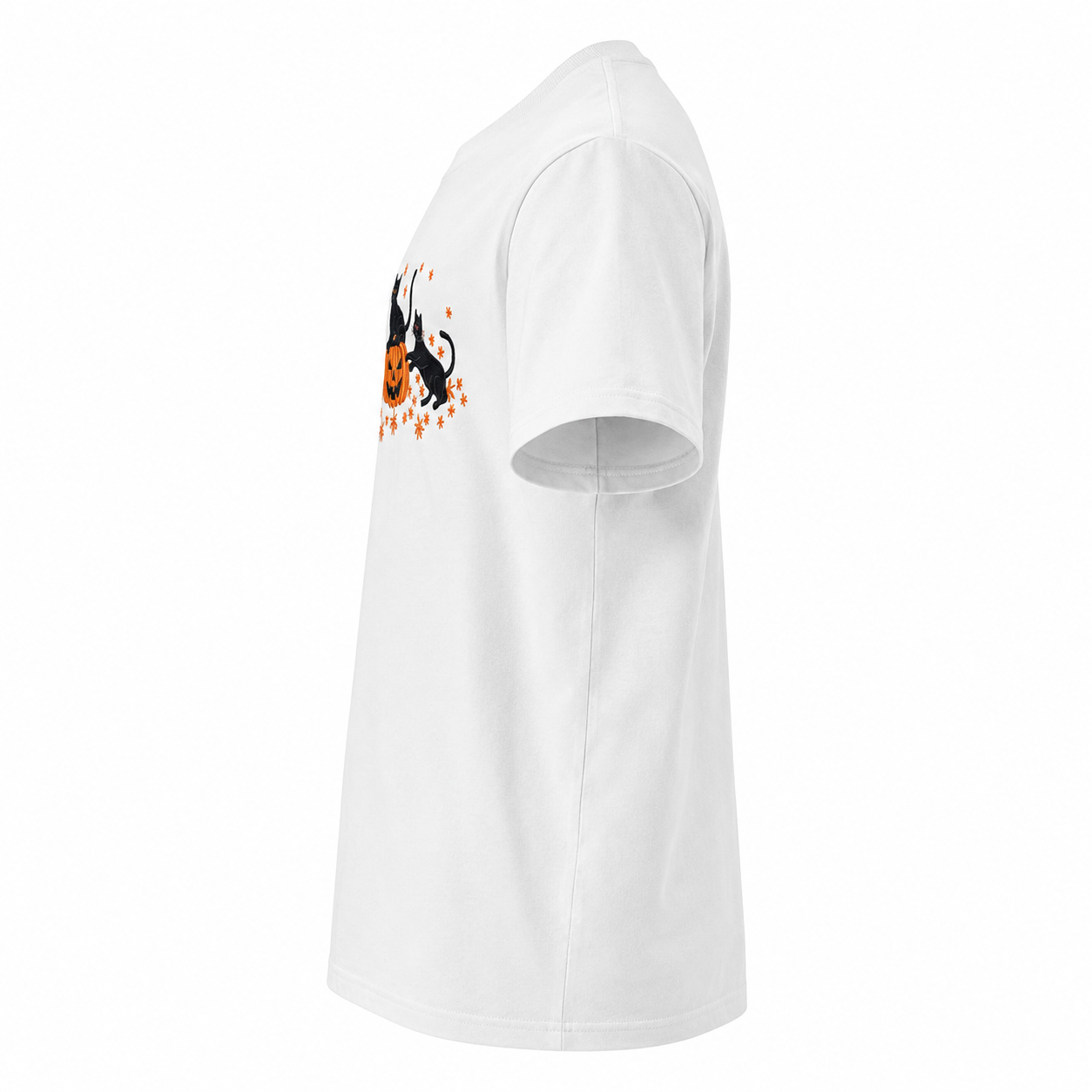 Halloween Black Cat Ghost T Shirt Womens Spooky Season Cute Graphic Tee Gift