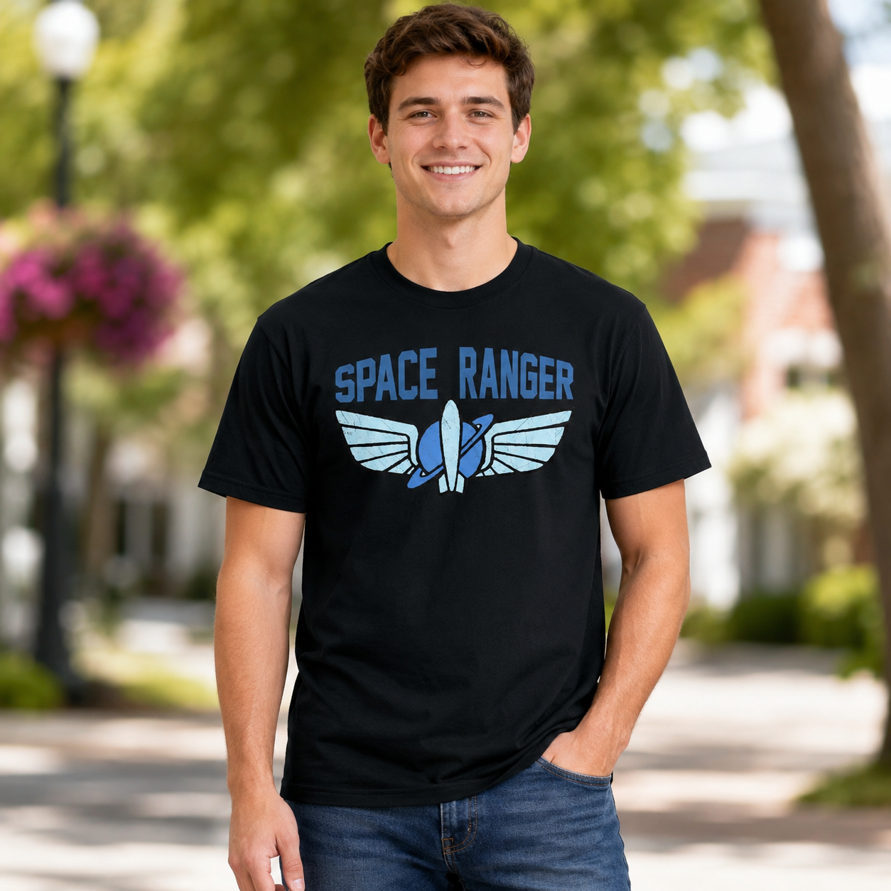 Retro Rocket Wings Graphic T-Shirt Vintage Space Explorer Tee Men's S-5XL
