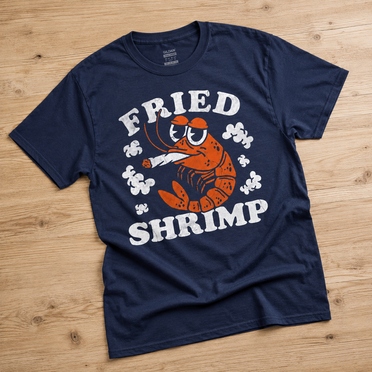 Fried Shrimp Funny T-Shirt for Men Sarcastic 420 Graphic Novelty Joke Tee