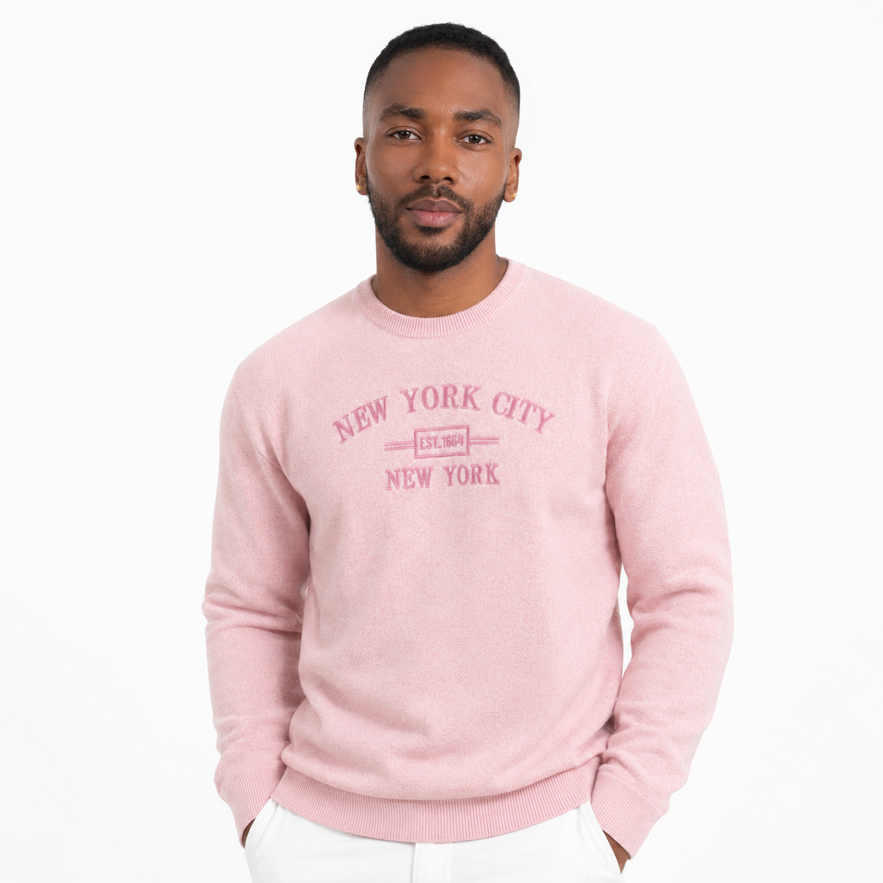 New York City Embroidered Crewneck Sweatshirt, Minimalist NYC Souvenir Pullover