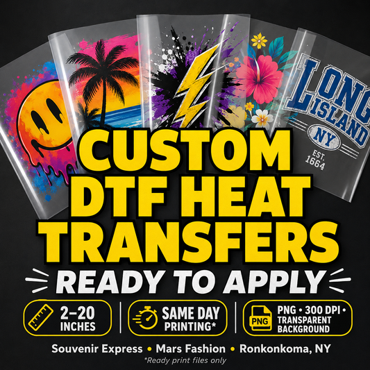 Custom DTF Transfers Ready to Press Full Color Iron On Shirt Heat Transfer