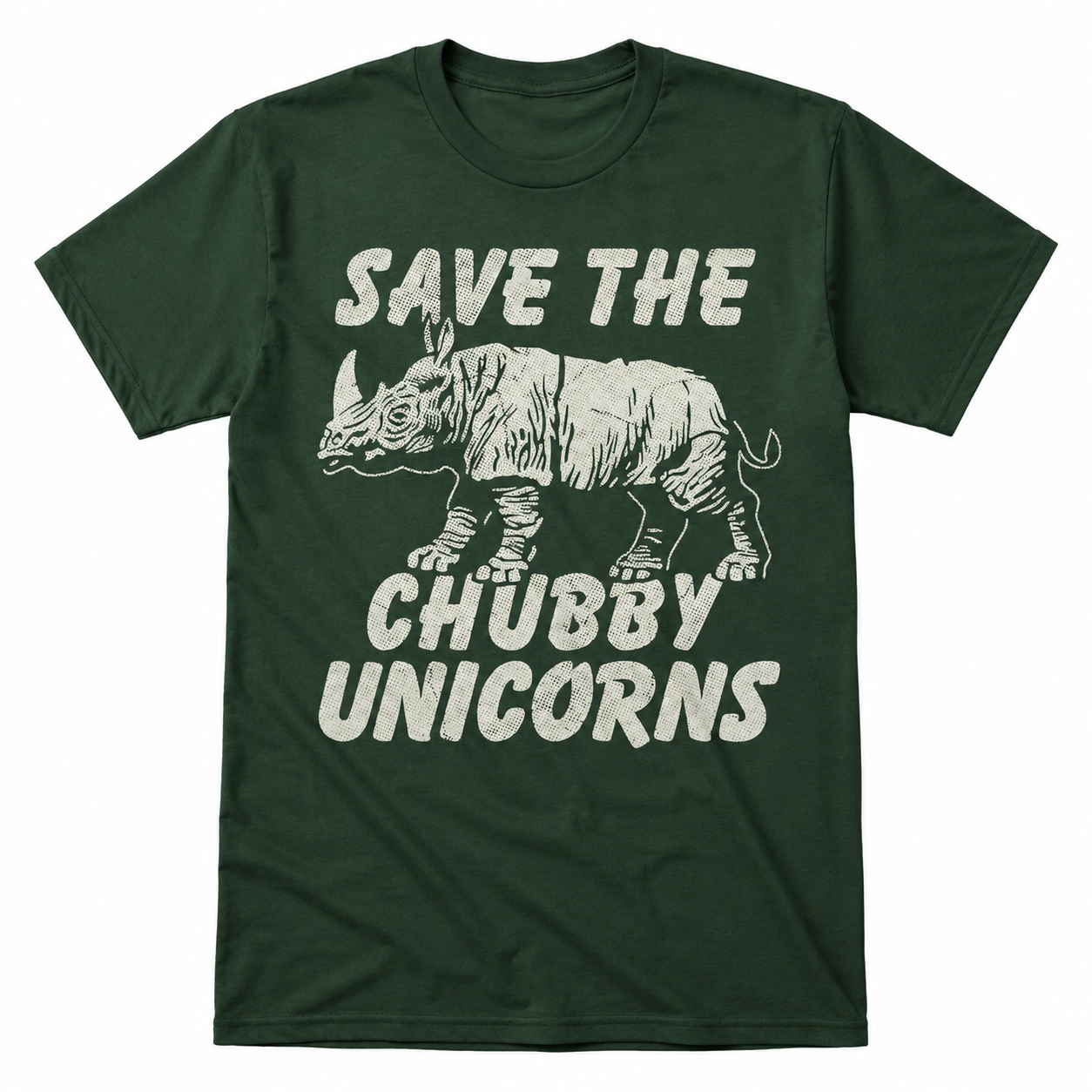 Save the Chubby Unicorns Funny T-Shirt Rhino Graphic Novelty Tee for Men