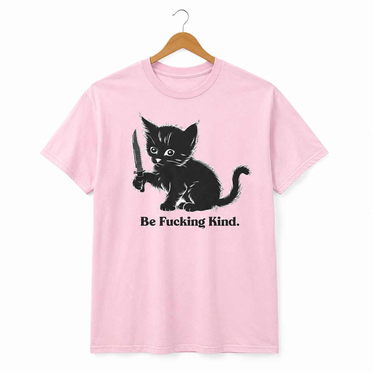 Be Kind Funny Cat T-Shirt for Men Sarcastic Kitten Graphic Novelty Tee Gift