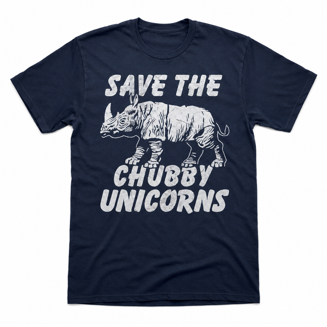 Save the Chubby Unicorns Funny T-Shirt Rhino Graphic Novelty Tee for Men