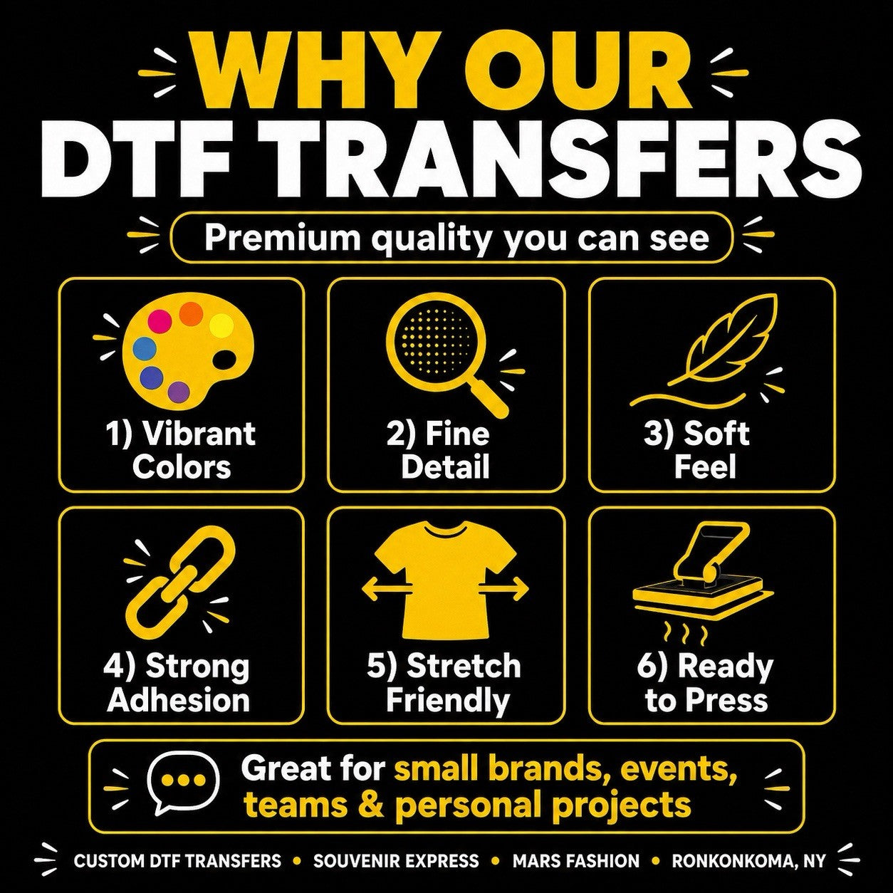 Custom DTF Transfers Ready to Press Full Color Iron On Shirt Heat Transfer