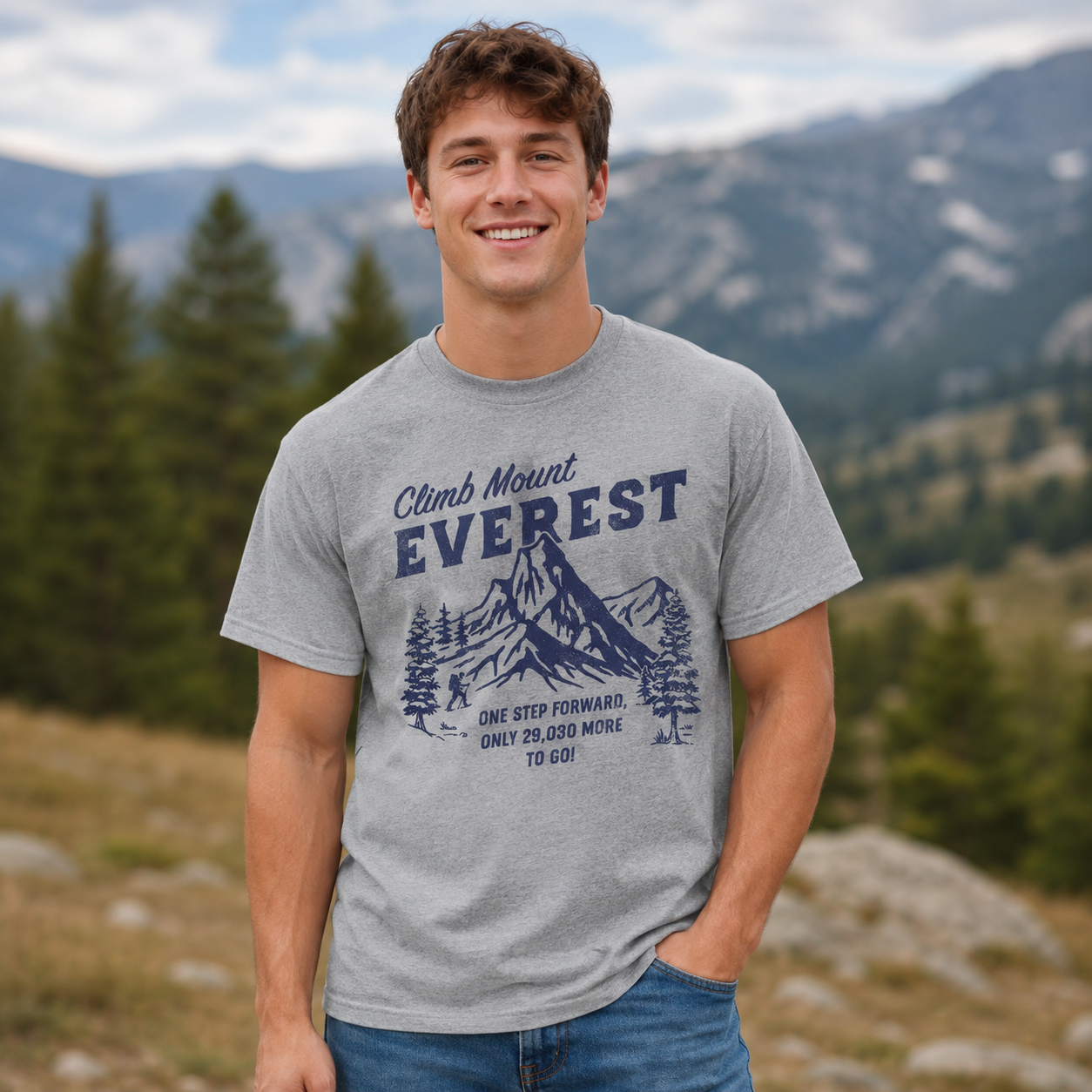 Climb Mount Everest Funny T-Shirt for Men Sarcastic Hiking Graphic Novelty Tee