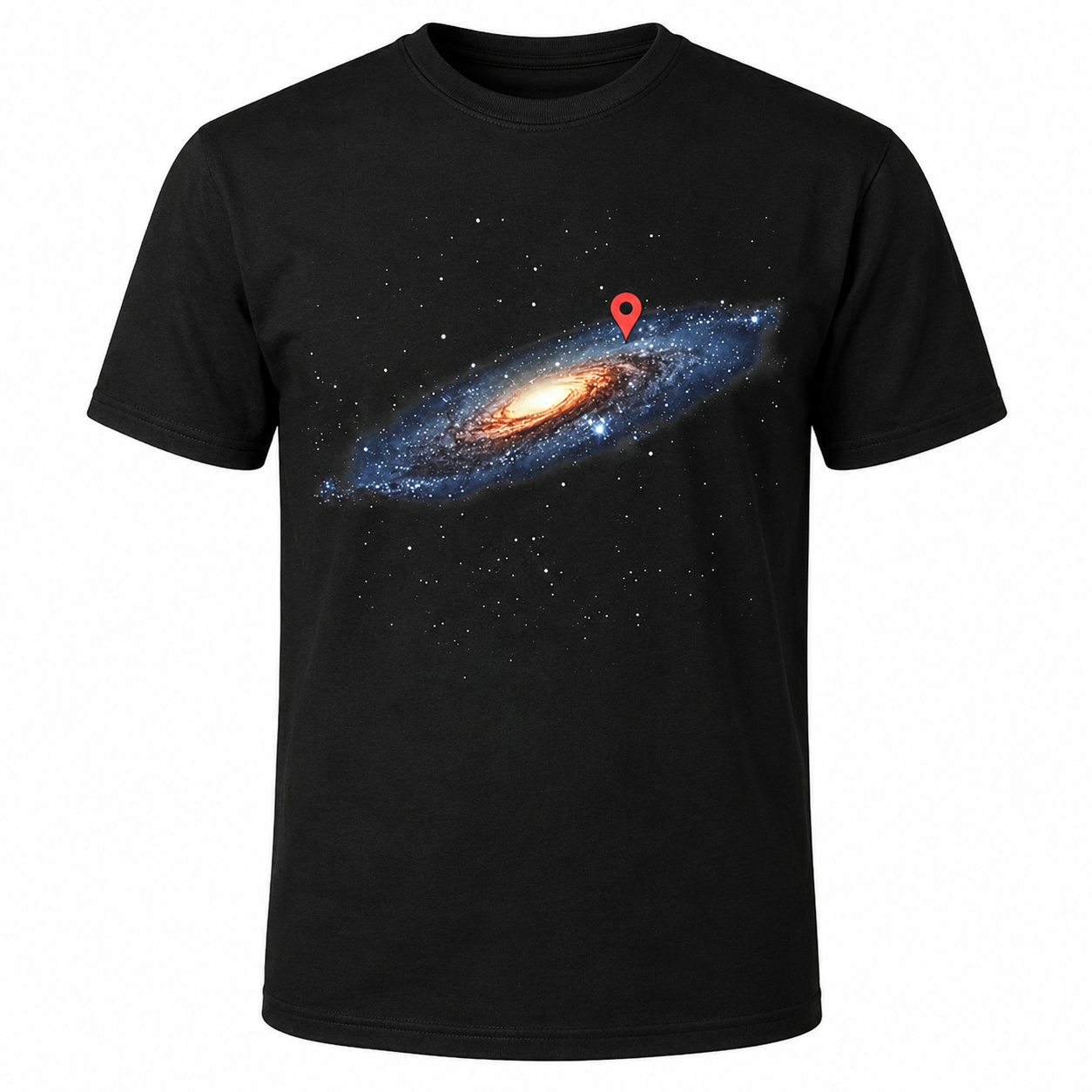 Milky Way Galaxy Location Pin T-Shirt Funny Space Universe Graphic Tee Men's S-5