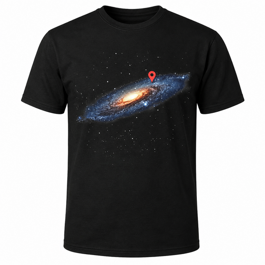 Milky Way Galaxy Location Pin T-Shirt Funny Space Universe Graphic Tee Men's S-5