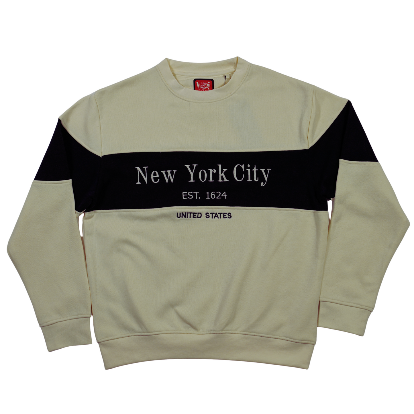 New York City Color block embroidered Crewneck Sweatshirt, Est 1624