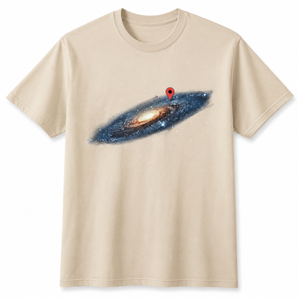 Milky Way Galaxy Location Pin T-Shirt Funny Space Universe Graphic Tee Men's S-5