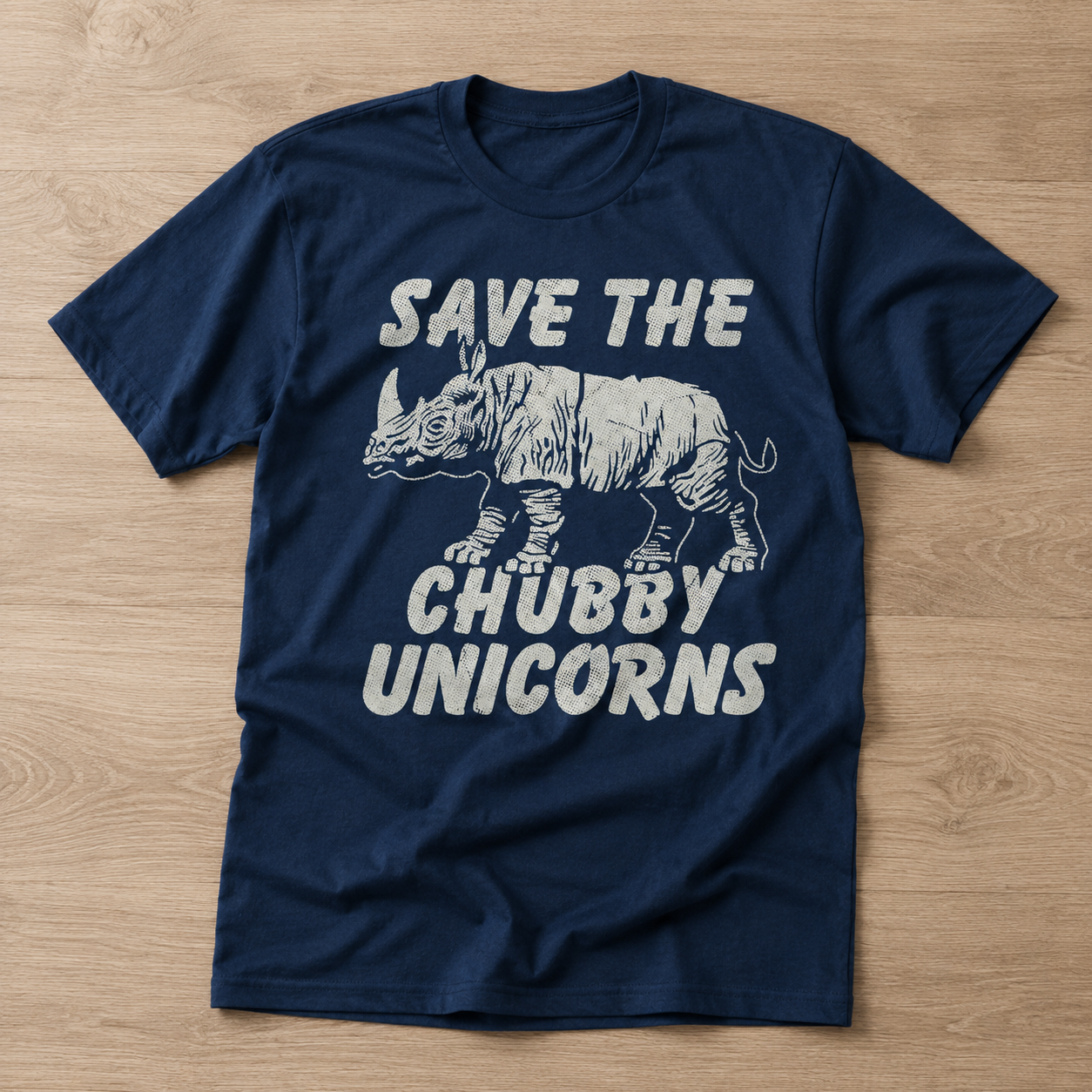 Save the Chubby Unicorns Funny T-Shirt Rhino Graphic Novelty Tee for Men