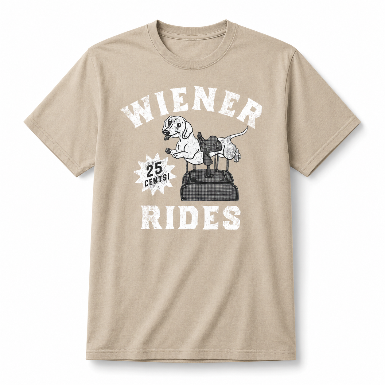 Men's Funny Wiener Rides T-Shirt Sarcastic Dog Graphic Novelty Tee S-2XL