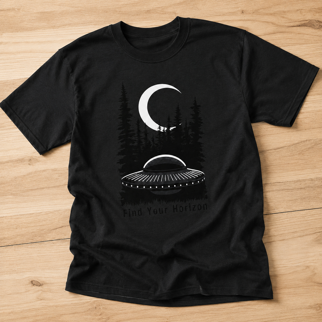 Find Your Horizon UFO T-Shirt Alien Space Graphic Tee Men's S-5XL