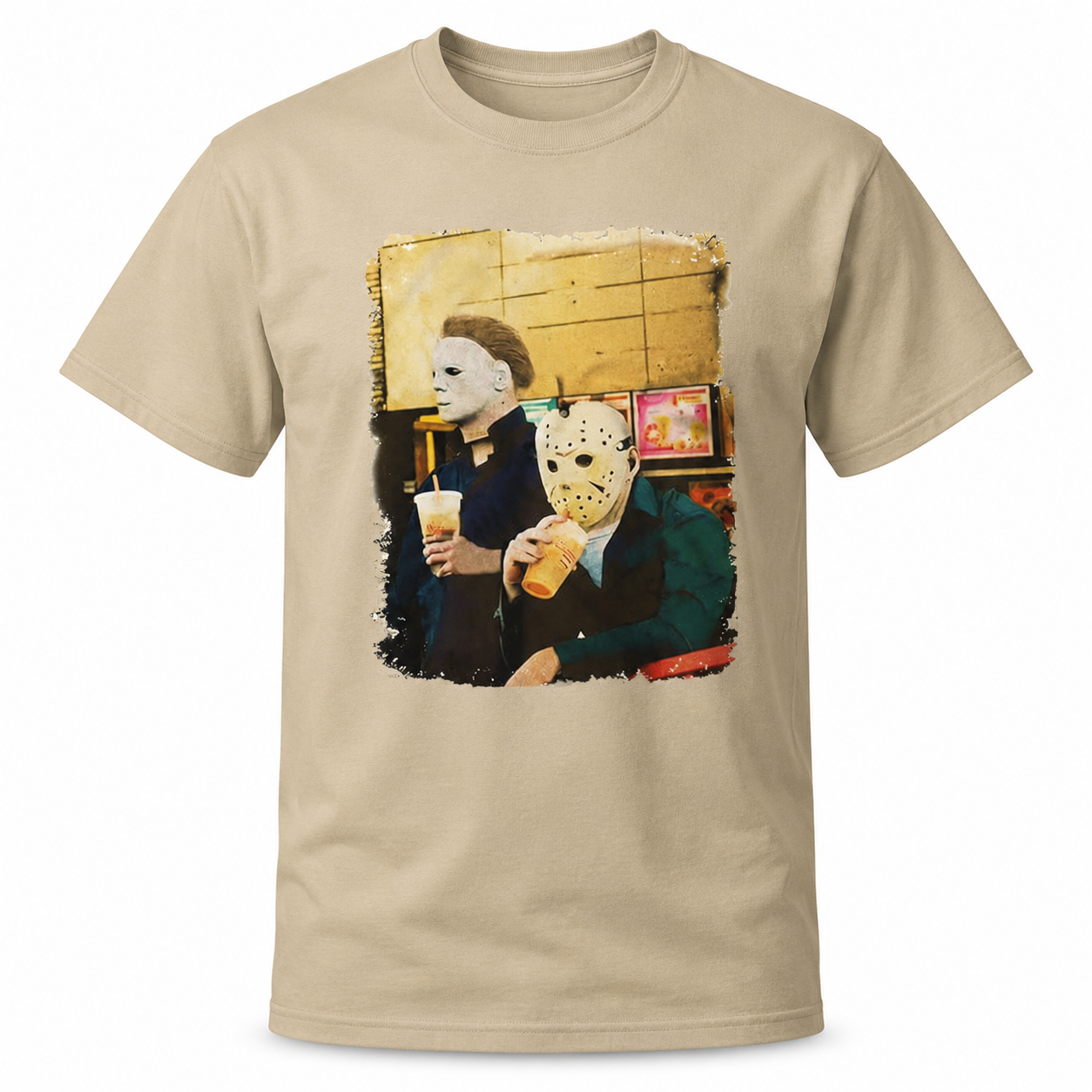 Halloween Horror Coffee Funny T-Shirt Slasher Movie Inspired Tee for Men