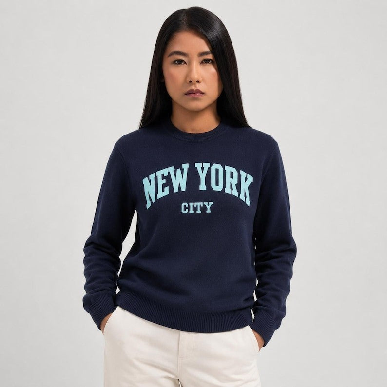 New York City Crewneck Sweatshirt, Unisex Streetwear Pullover Sweater