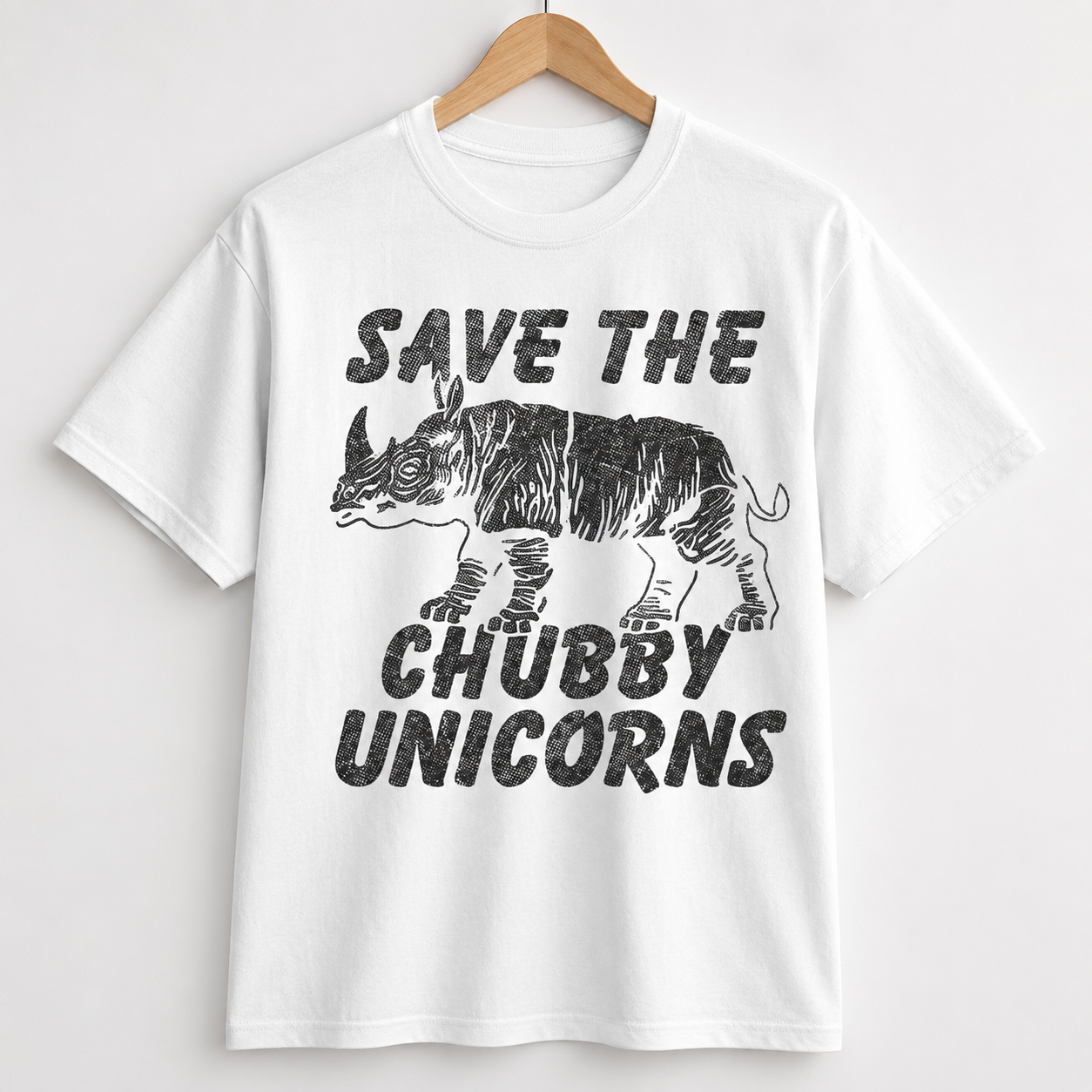 Save the Chubby Unicorns Funny T-Shirt Rhino Graphic Novelty Tee for Men