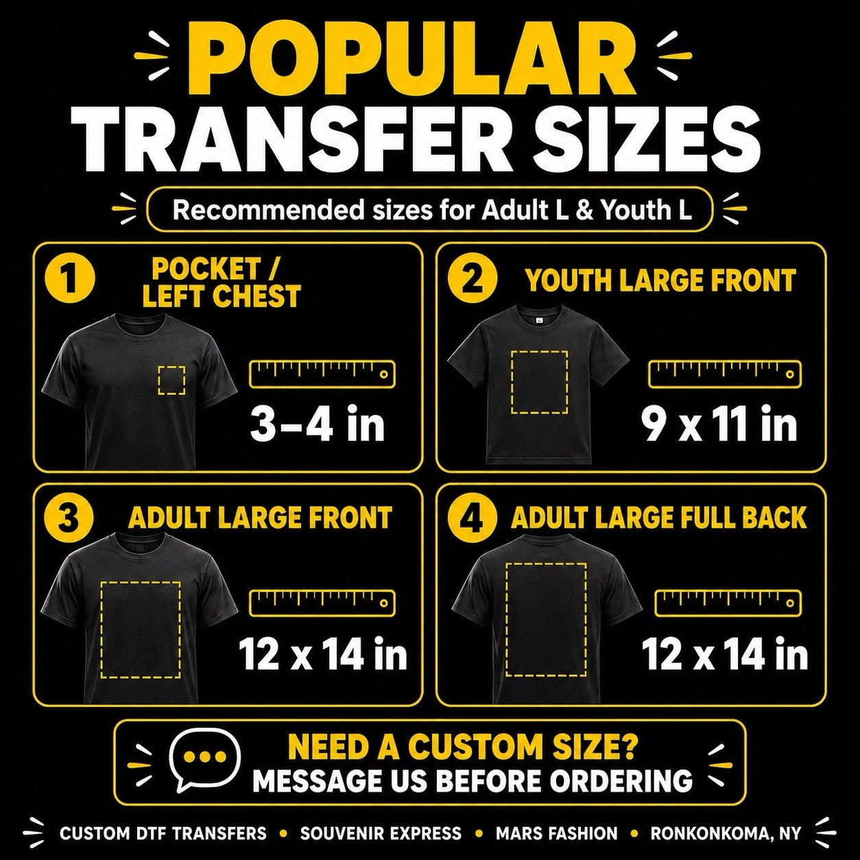Custom DTF Transfers Ready to Press Full Color Iron On Shirt Heat Transfer