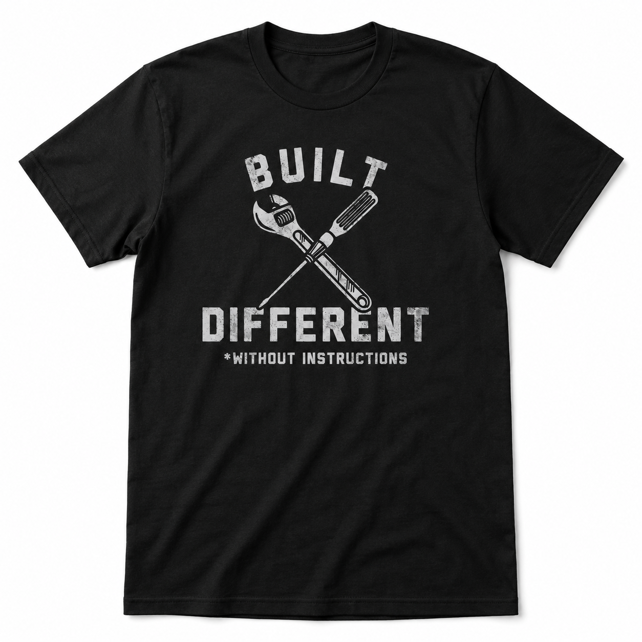 Mens Built Different Without Instructions Funny T-Shirt Sarcastic Novelty Tee