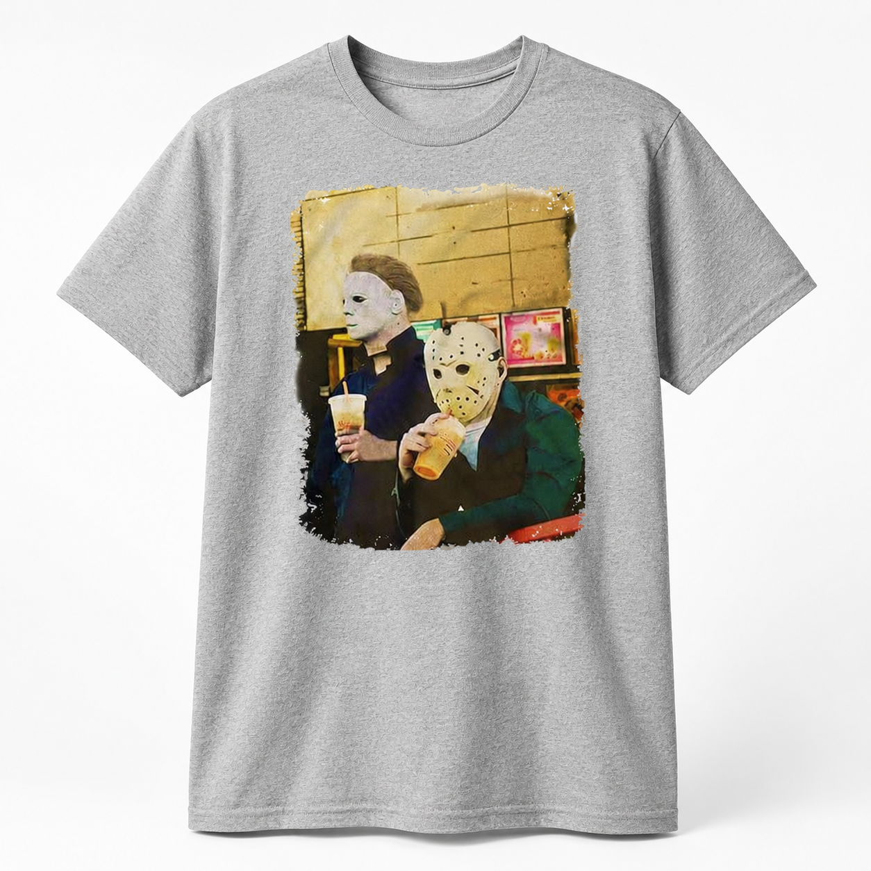 Halloween Horror Coffee Funny T-Shirt Slasher Movie Inspired Tee for Men