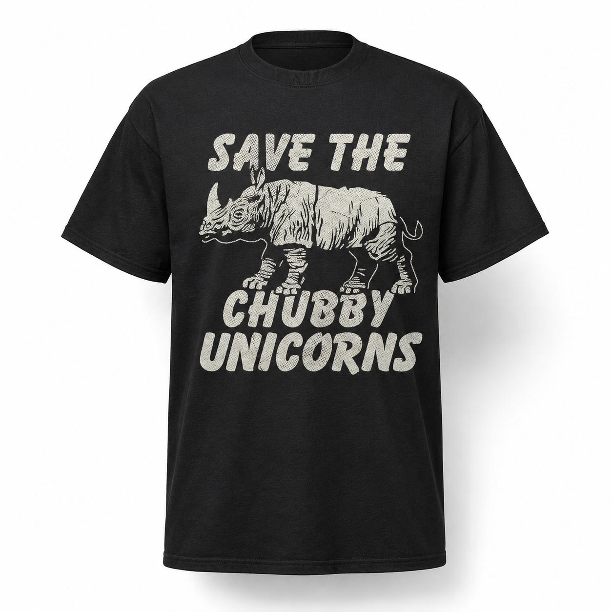 Funny Save the Chubby Unicorns T-Shirt Sarcastic Rhino Novelty Graphic Tee