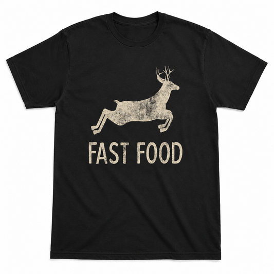 Mens Fast Food Funny T-Shirt Deer Hunting Season Graphic Novelty Tee for Men