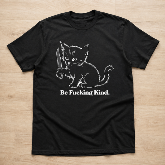 Be Kind Funny Cat T-Shirt for Men Sarcastic Kitten Graphic Novelty Tee Gift