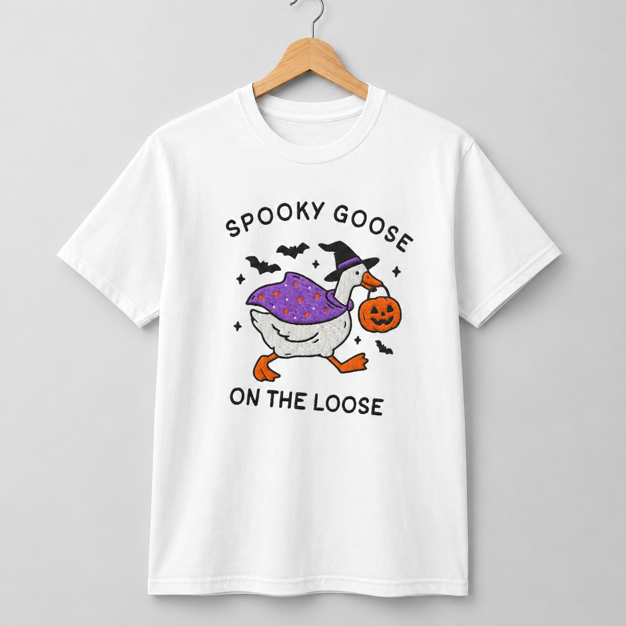 Spooky Goose On The Loose Halloween DTG Print T Shirt Witch Funny Gift