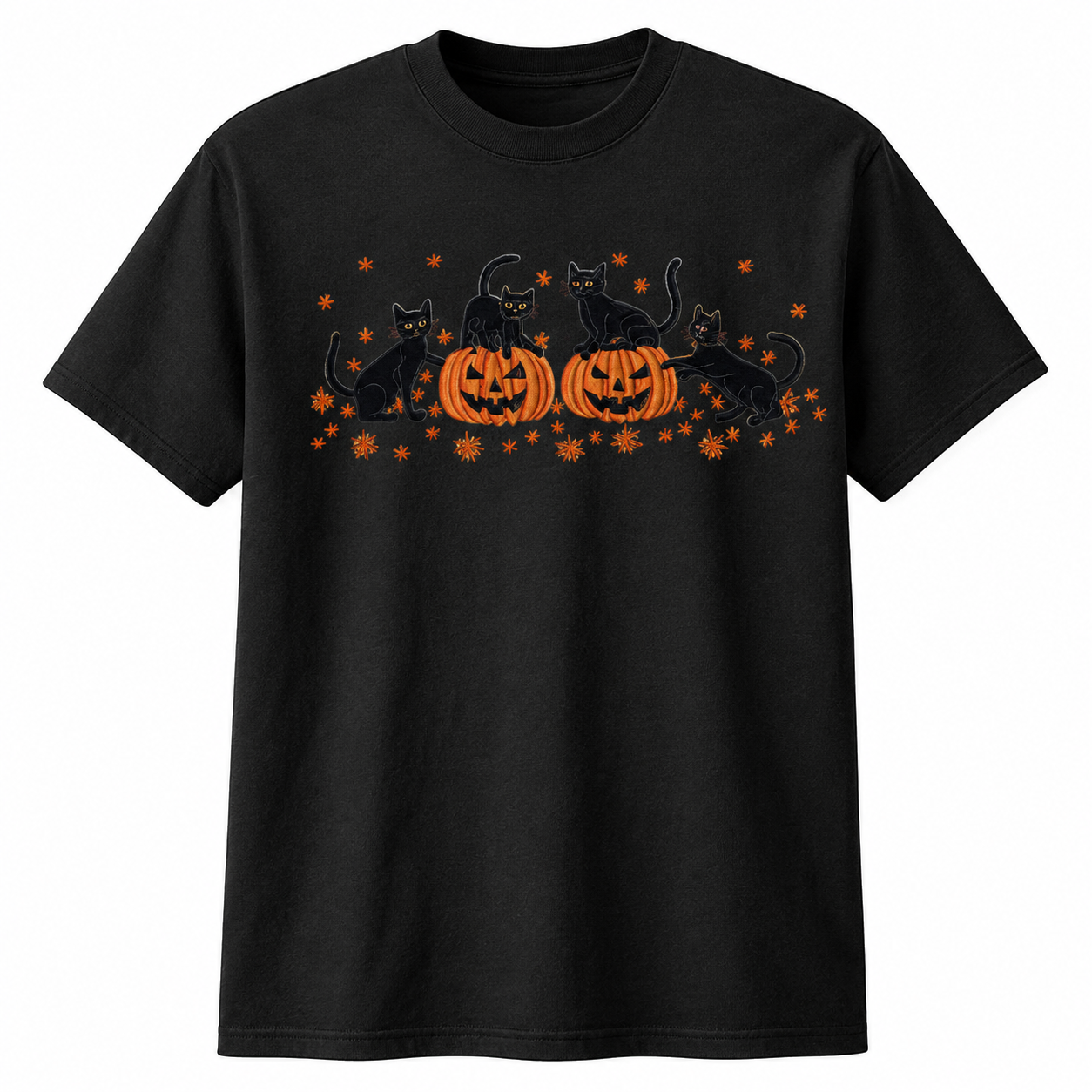 Black Cat Pumpkin Halloween T Shirt Unisex Spooky Fall Graphic Tee Cat Lover