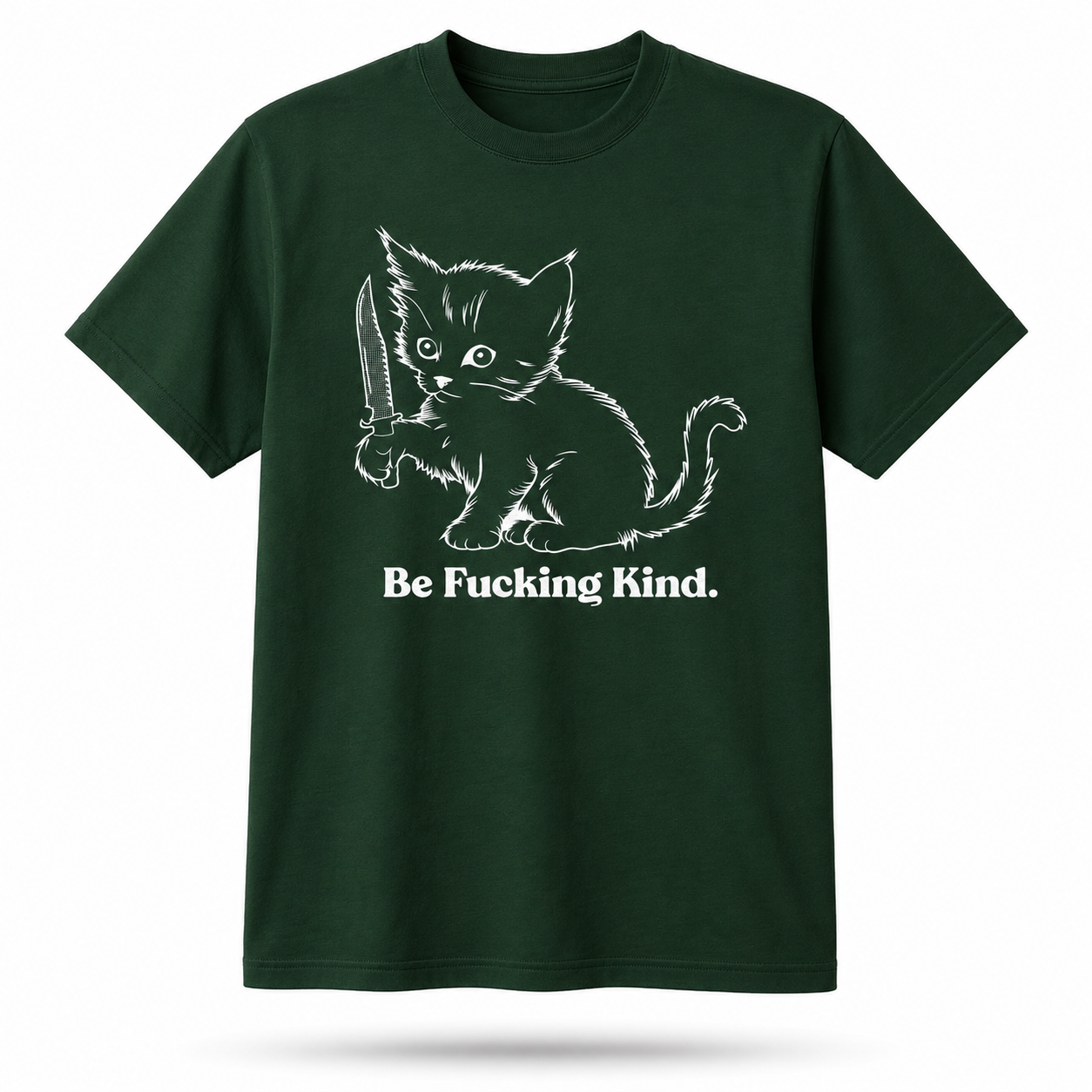 Be Kind Funny Cat T-Shirt for Men Sarcastic Kitten Graphic Novelty Tee Gift