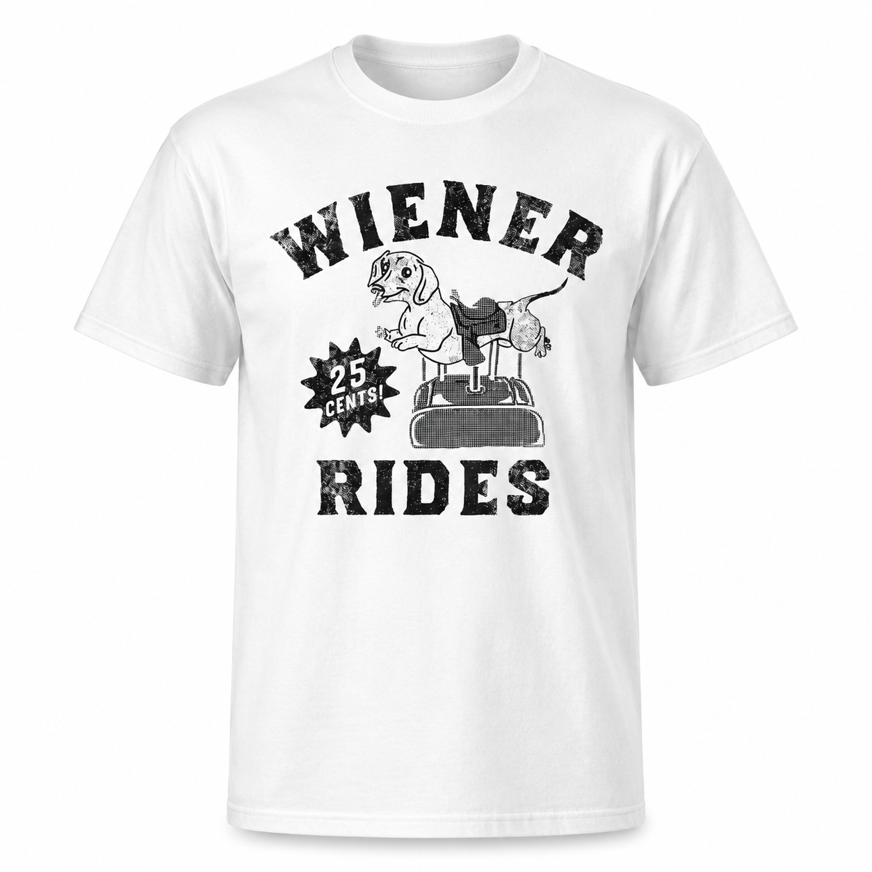 Men's Funny Wiener Rides T-Shirt Sarcastic Dog Graphic Novelty Tee S-2XL