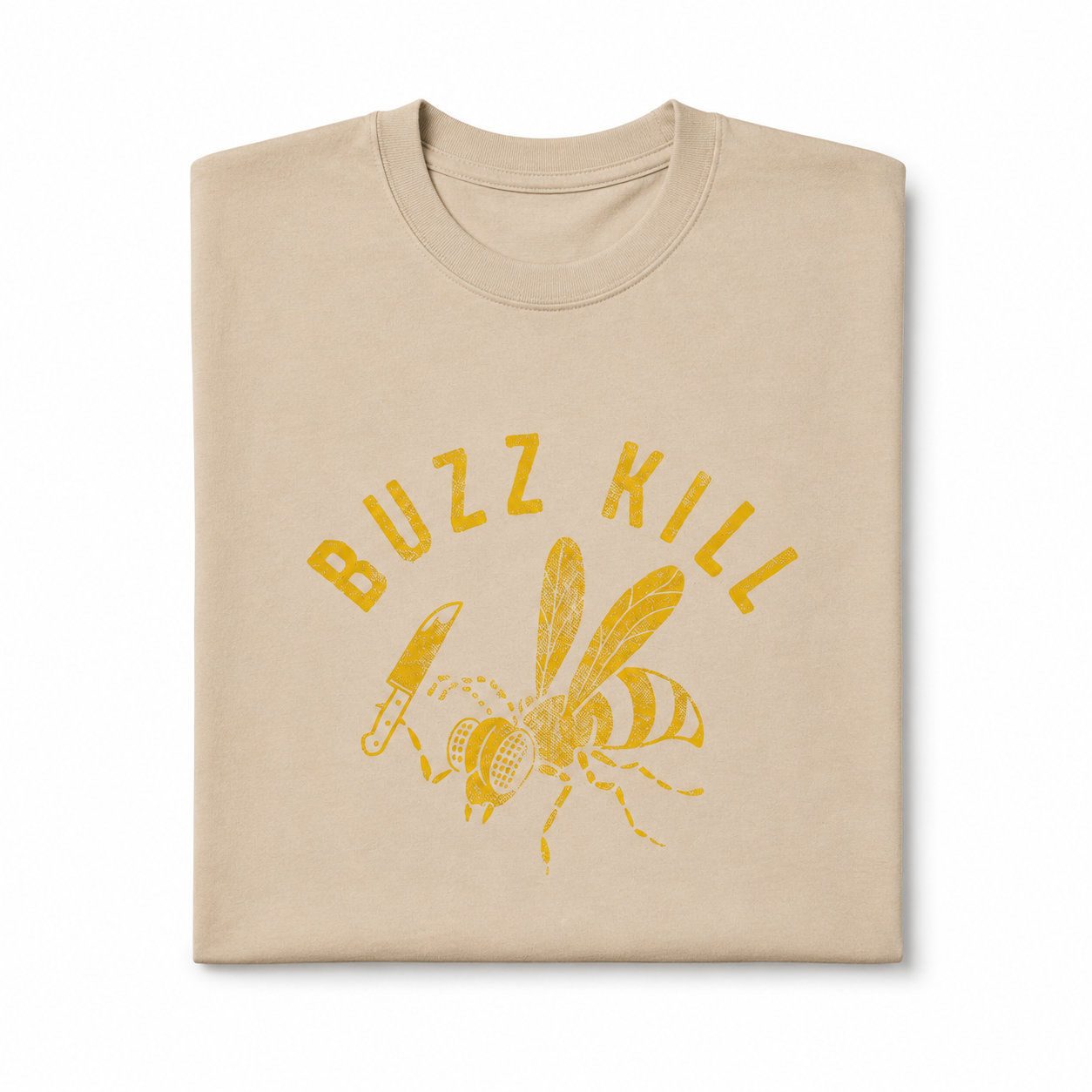 Mens Buzzkill Funny T-Shirt Sarcastic Killer Bee Knife Graphic Joke Tee for Guys