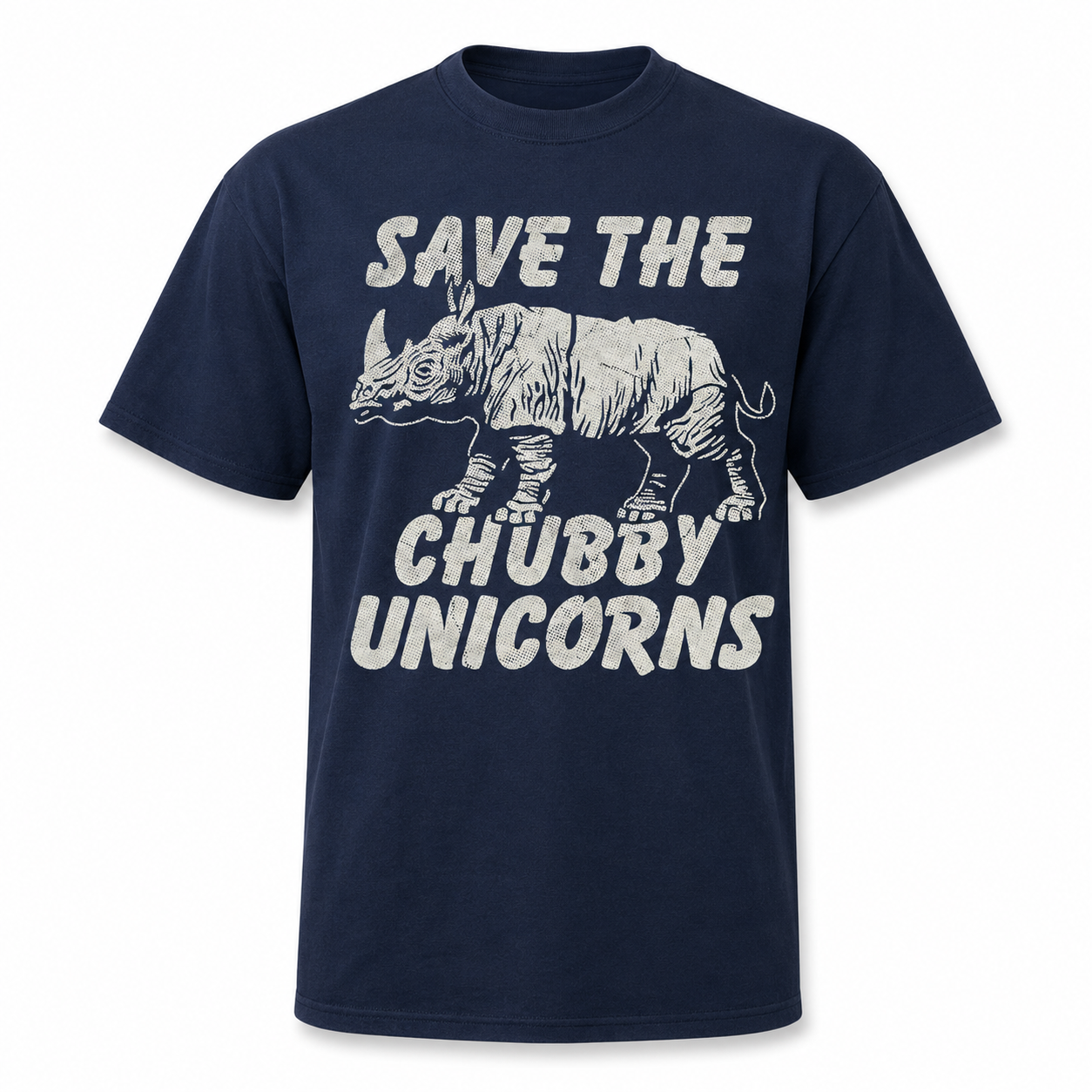 Funny Save the Chubby Unicorns T-Shirt Sarcastic Rhino Novelty Graphic Tee