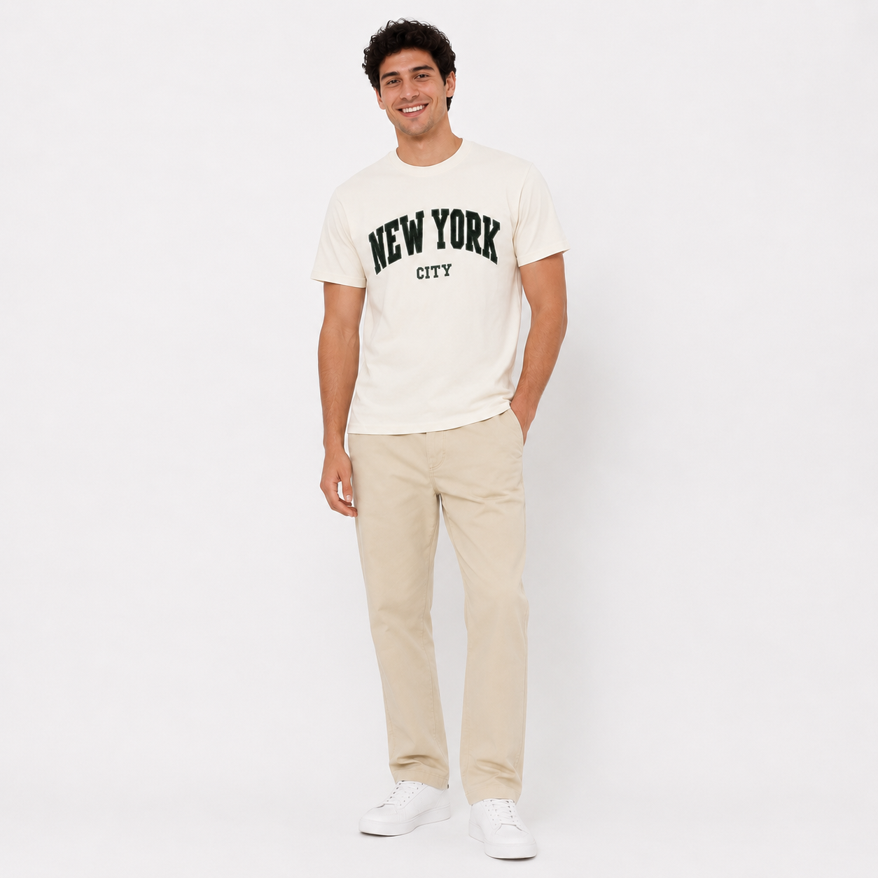 New York City Mens Varsity Letter T-Shirt, Chenille Embroidery Souvenir Tee