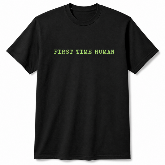 eBay Title: First Time Human Funny T-Shirt for Men Sarcastic Graphic Novelty Tee
