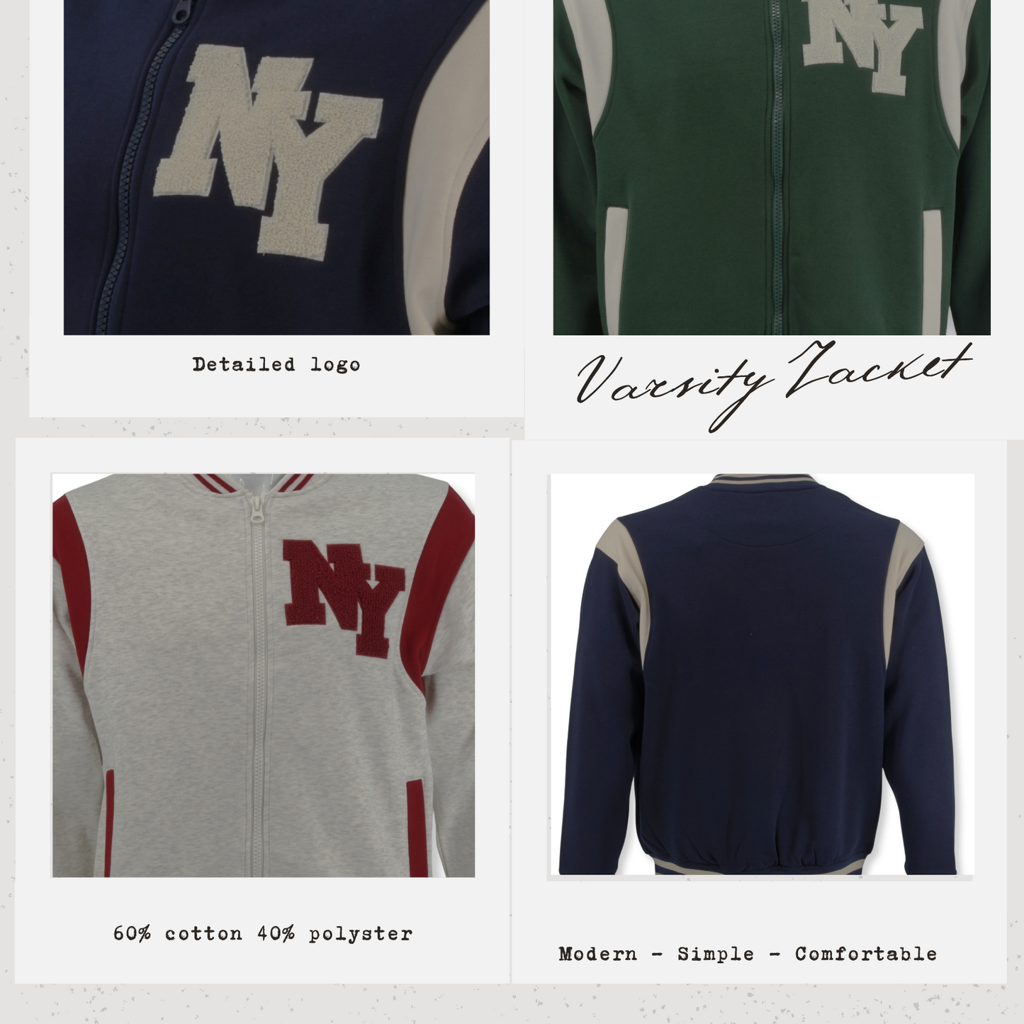 New York Varsity Jacket, Unisex Streetwear Full Zip, Applique NY Patch