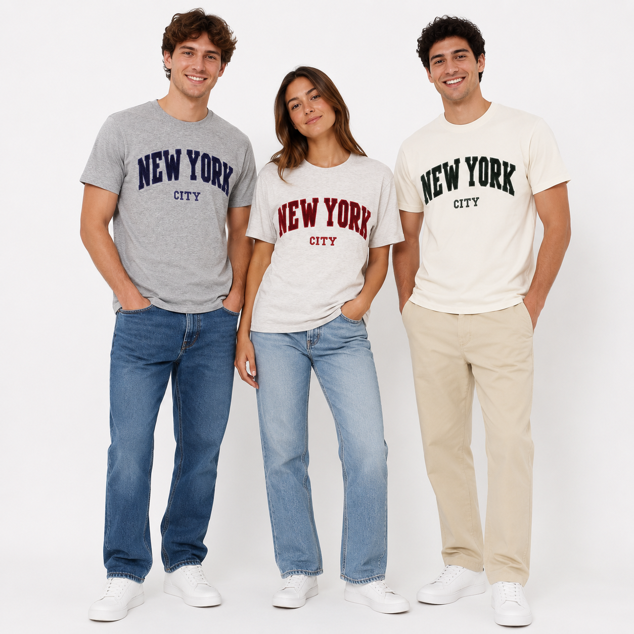 New York City Mens Varsity Letter T-Shirt, Chenille Embroidery Souvenir Tee
