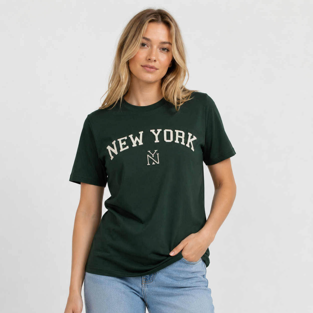 New York Puff Print T-Shirt, Unisex Cotton Blend, NYC Souvenir Tee