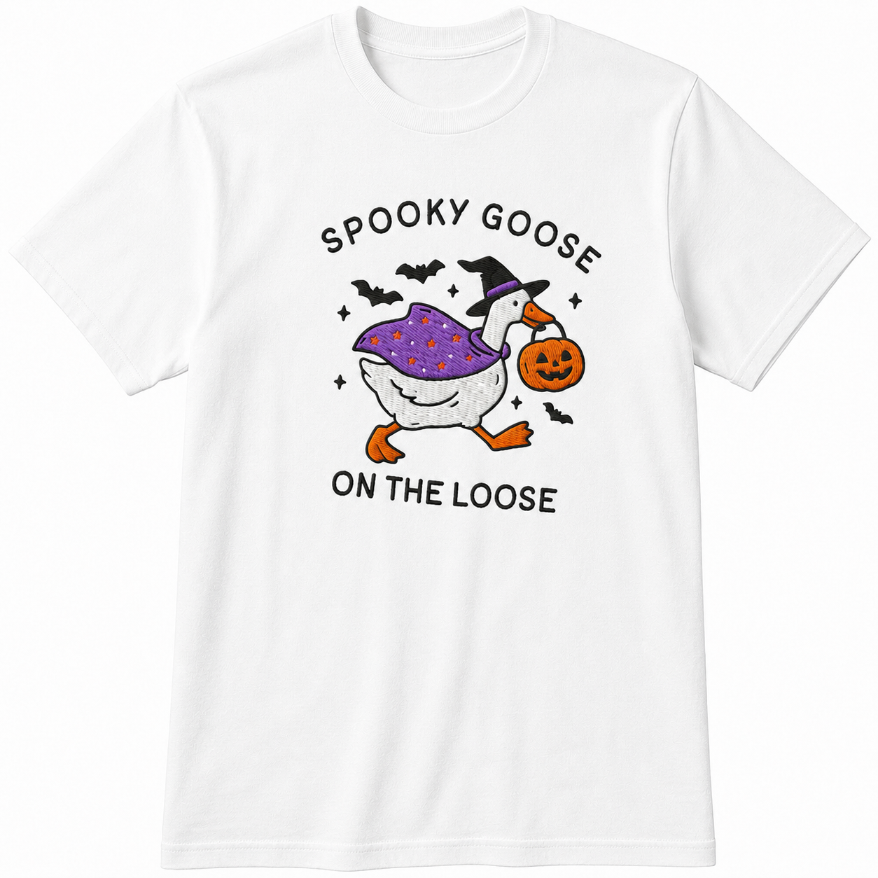 Spooky Goose On The Loose Halloween DTG Print T Shirt Witch Funny Gift