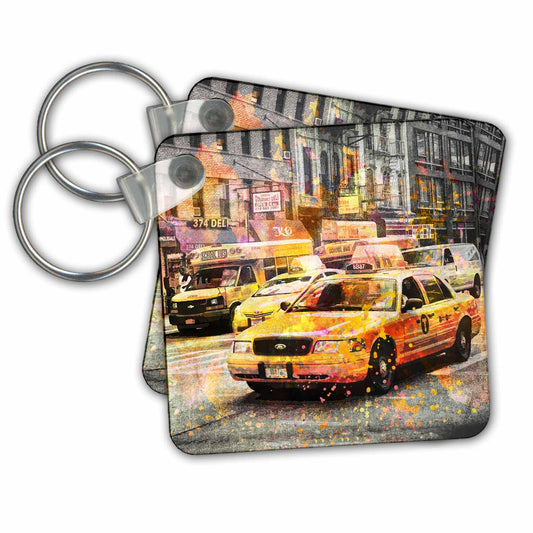 3dRose Key Chains New York Taxi Illustration (kc-274709-1)