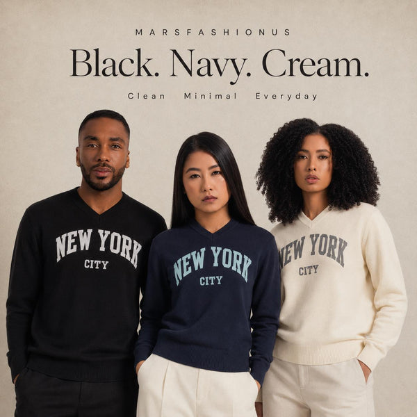 New York City V-Neck Pullover Sweater, Unisex Graphic Streetwear Top