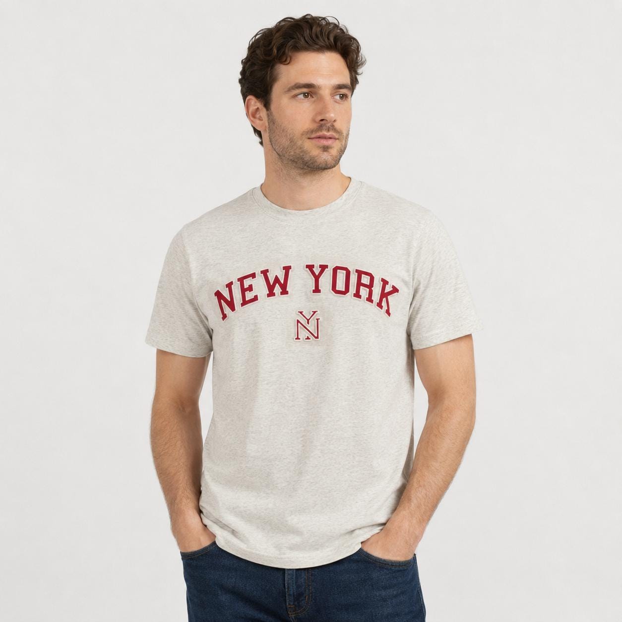 New York Puff Print T-Shirt, Unisex Cotton Blend, NYC Souvenir Tee