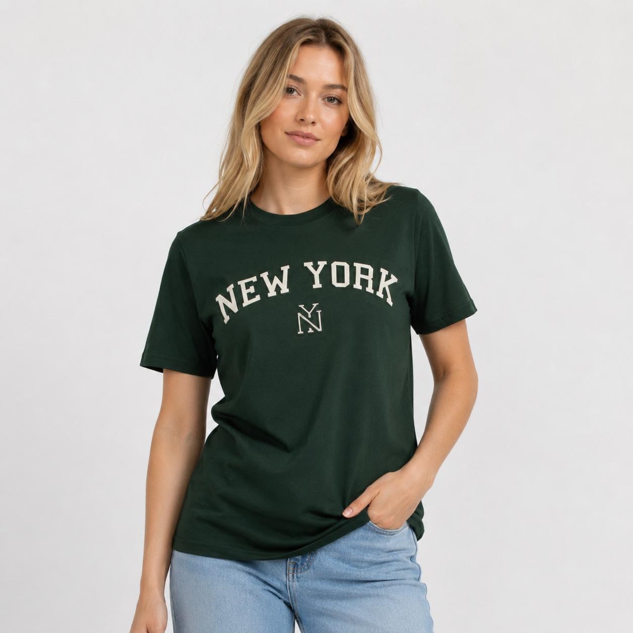 New York Puff Print T-Shirt, Unisex Cotton Blend, NYC Souvenir Tee